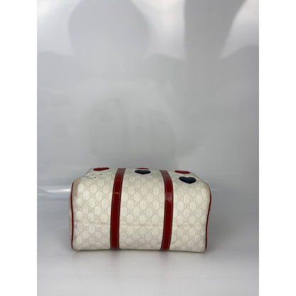 Gucci White Monogram Canvas Red Navy 2WAY Hearts