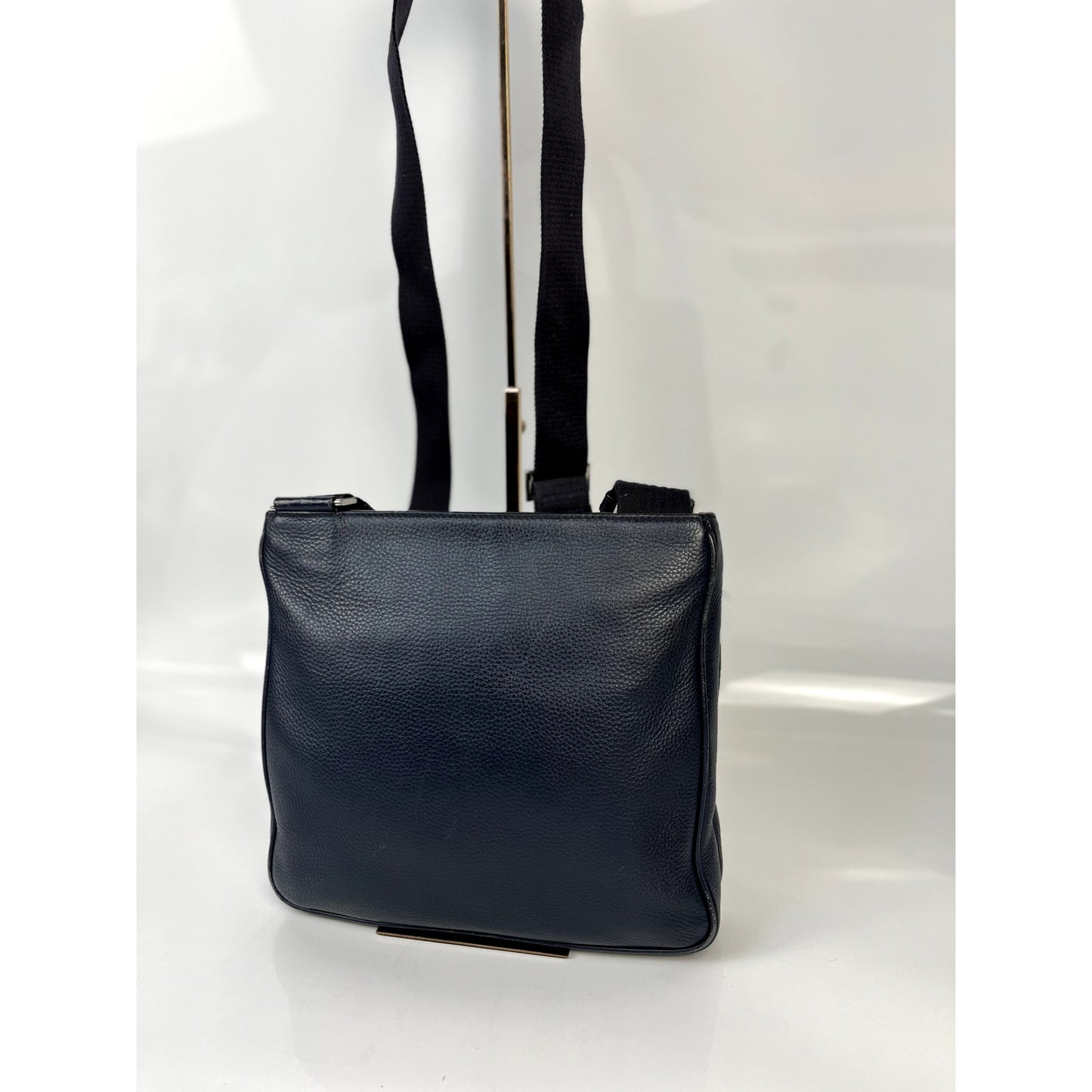 Prada Navy Saffiano Leather Side Bag