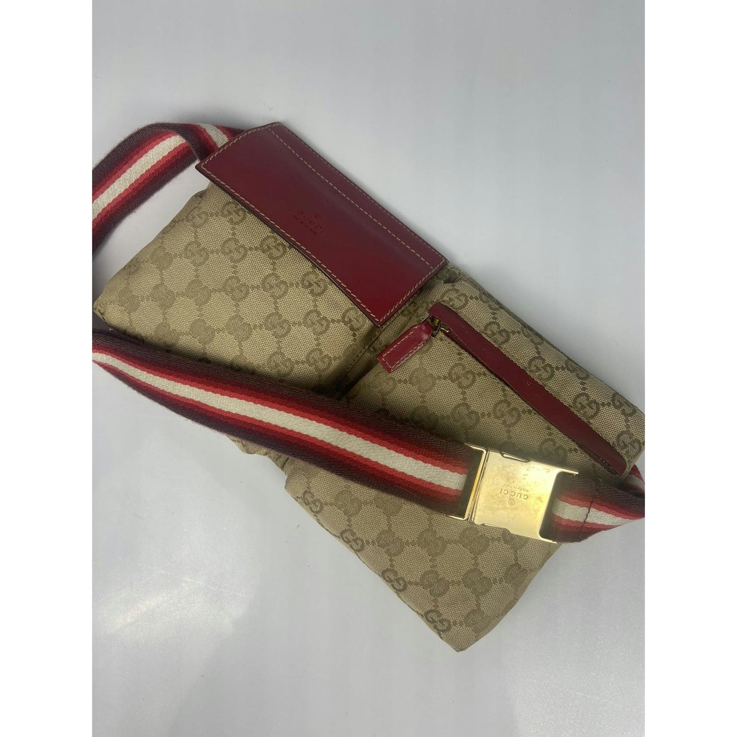 Gucci Monogram Red Crossbody Belt Bag