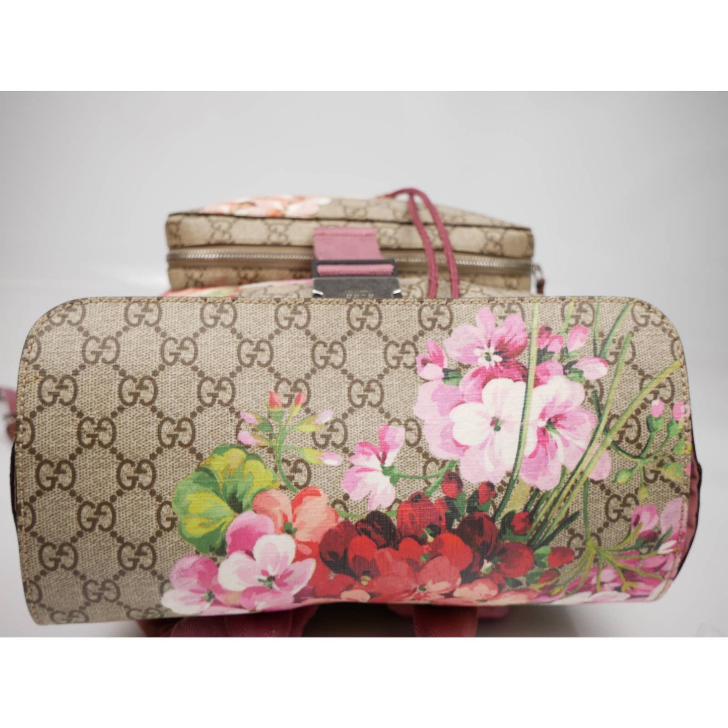 GUCCI Buckle Backpack Blooms Print GG Coated Canvas