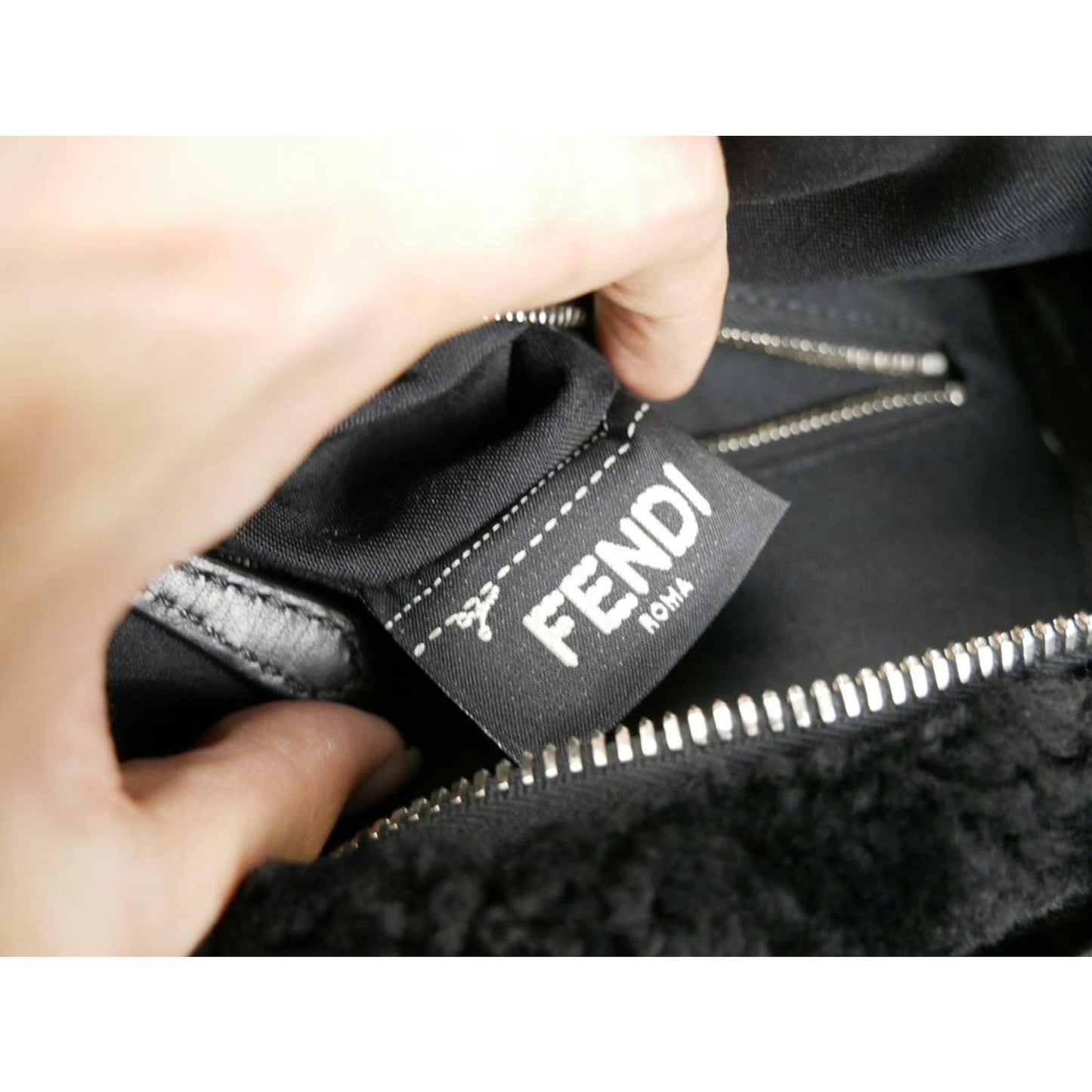 Fendi Black Shearling and Leather Monster Backpack