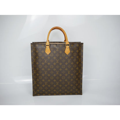 Louis Vuitton Monogram Sac Plat Tote Leather Hand Bag