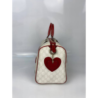 Gucci White Monogram Canvas Red Navy 2WAY Hearts