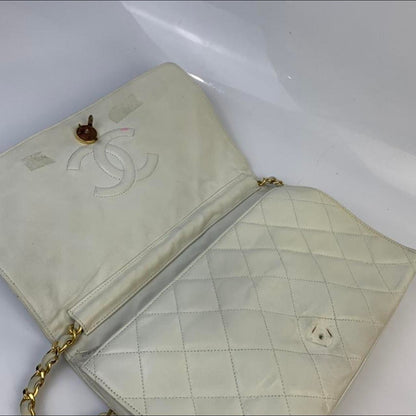 Chanel white moon lambskin