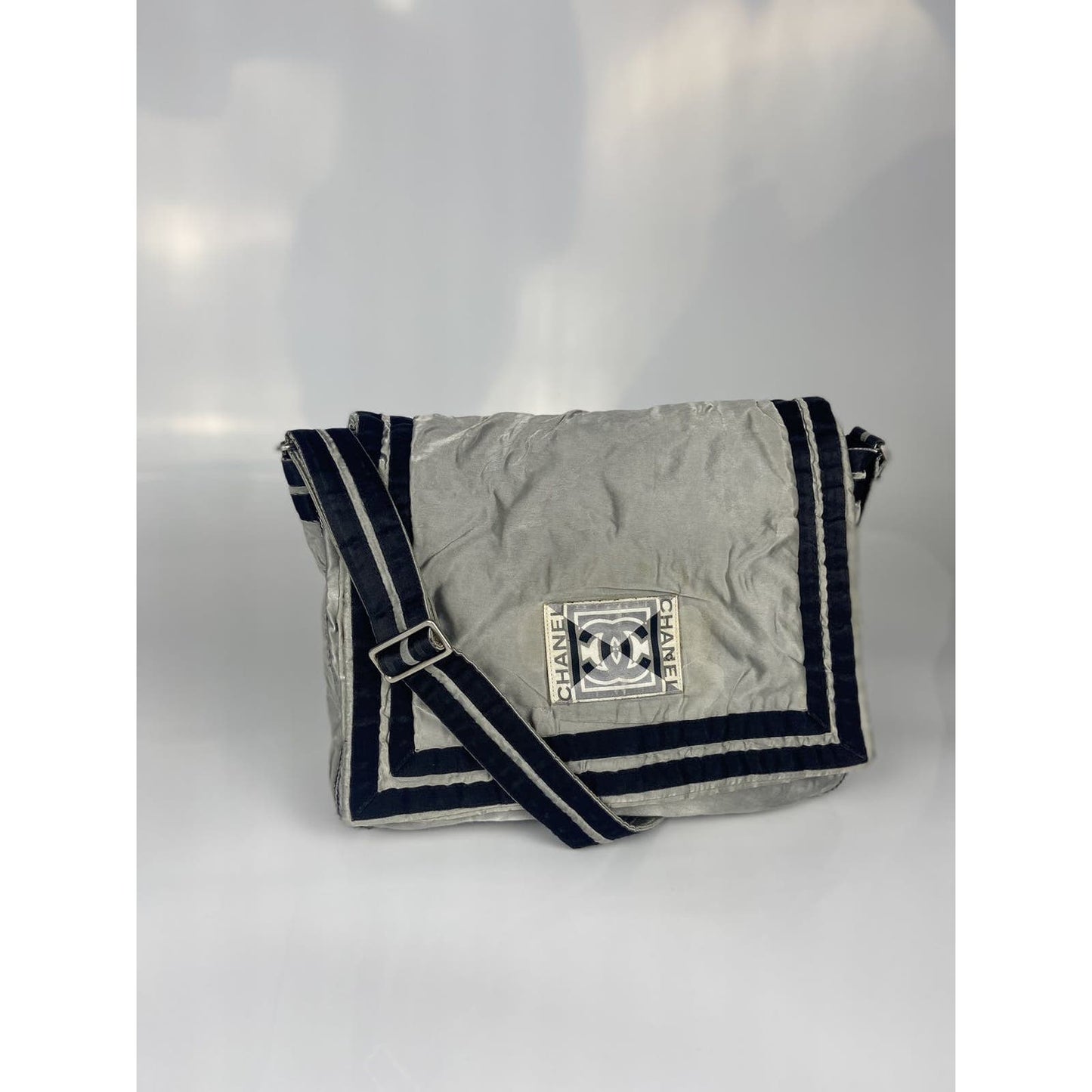 Chanel Grey Reflective Shoulder Messenger Bag