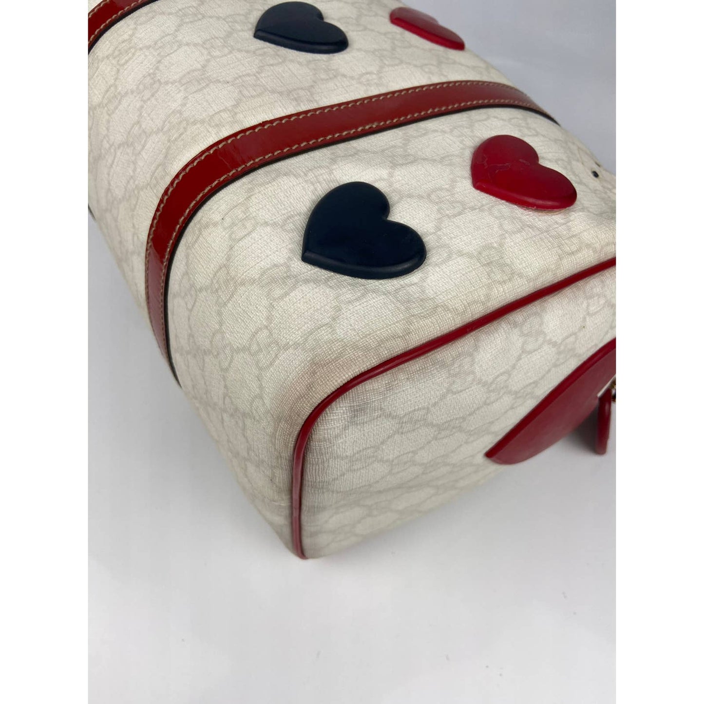 Gucci White Monogram Canvas Red Navy 2WAY Hearts