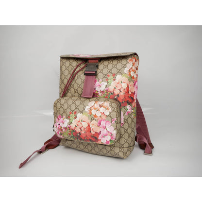 GUCCI Buckle Backpack Blooms Print GG Coated Canvas