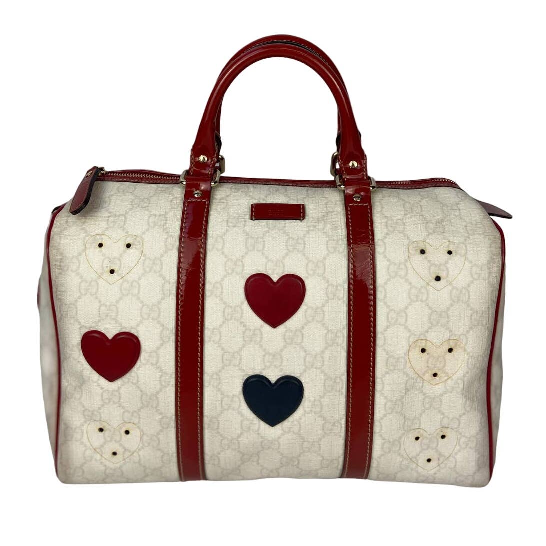 Gucci White Monogram Canvas Red Navy 2WAY Hearts