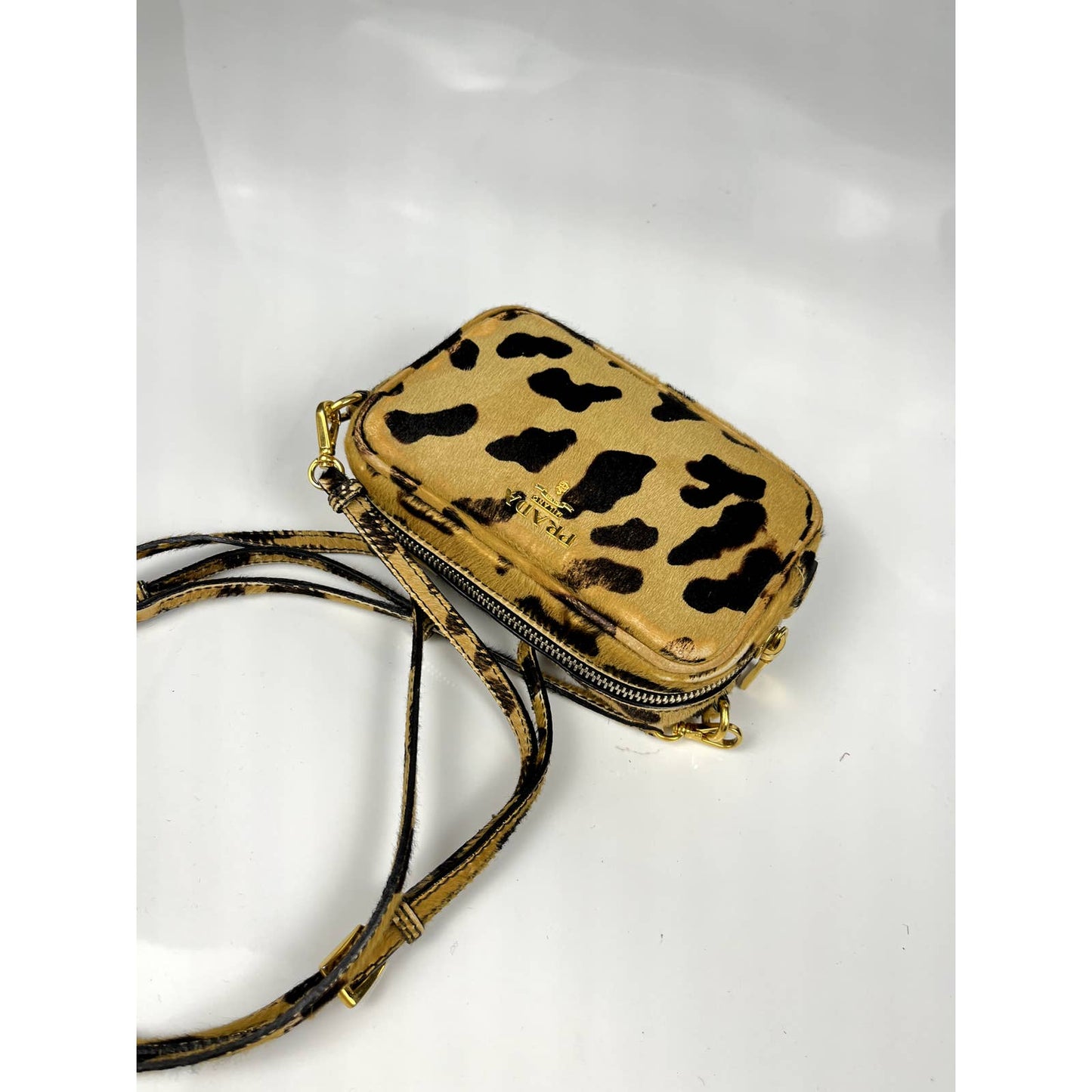 Prada Leopard Print Fur Spotted Shoulder Bag