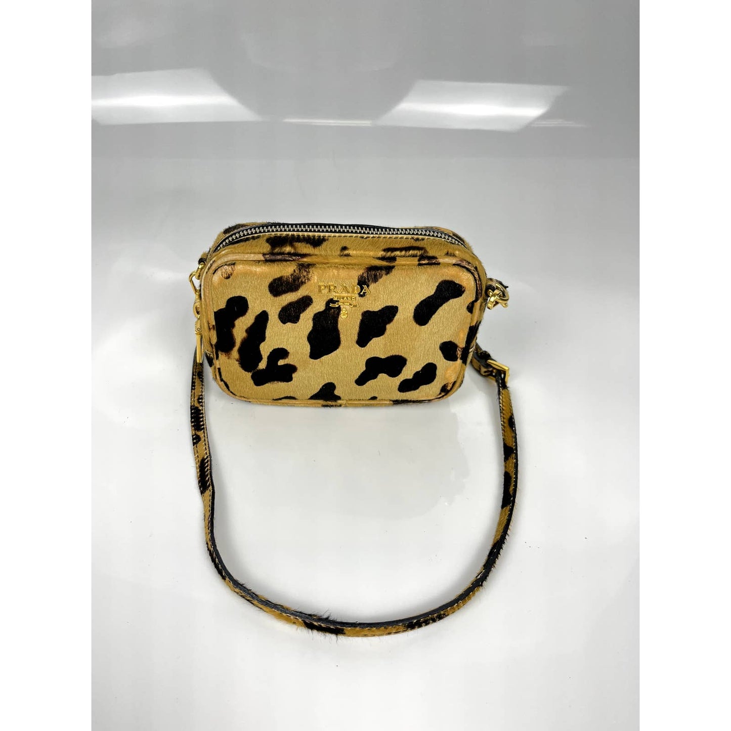 Prada Leopard Print Fur Spotted Shoulder Bag