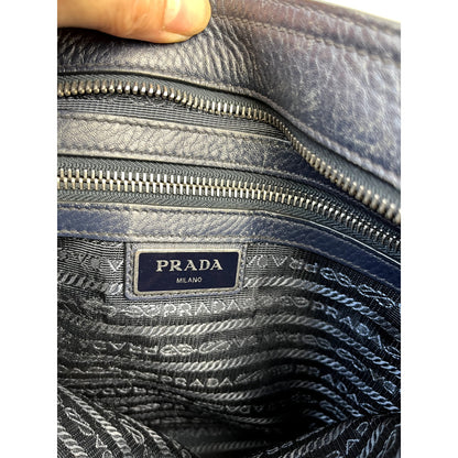 Prada Navy Saffiano Leather Side Bag