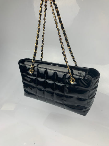 Chanel Black Patent Leather Tote Shoulder Bag