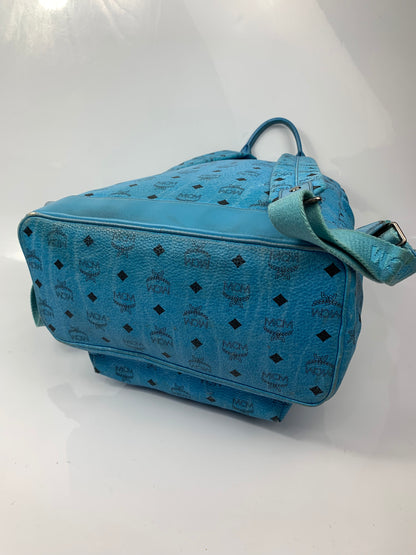 MCM Blue Visetos Studded Backpack Bag