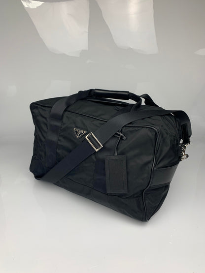 Prada Black Saffiano Travel Gym Duffle Bag