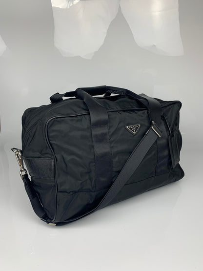 Prada Black Saffiano Travel Gym Duffle Bag