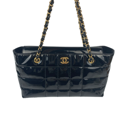 Chanel Black Patent Leather Tote Shoulder Bag